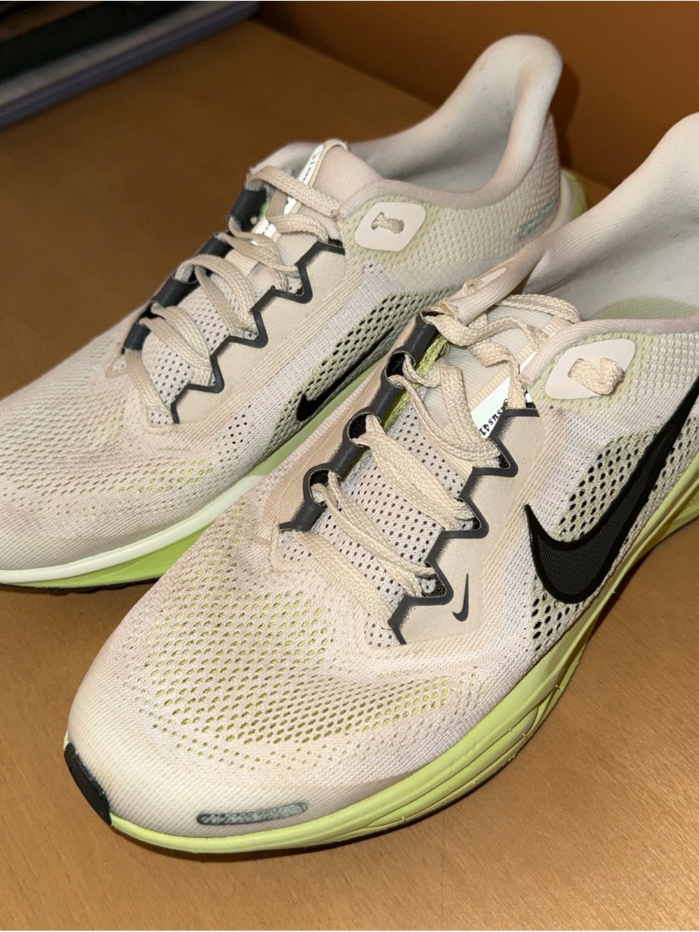 Nike Pink Mesh Sneakers with Black Swoosh and Lime Sole